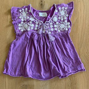 LUCKY BRAND LOS ANGELES super cute floral embroidered purple blouse (Size S)